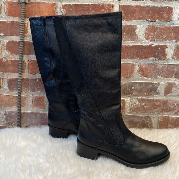 Santana Canada Genuine Leather Black Tall Boots, Size 11M